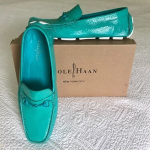 Cole Haan Driving Moc Turquoise Leather Size 8.5